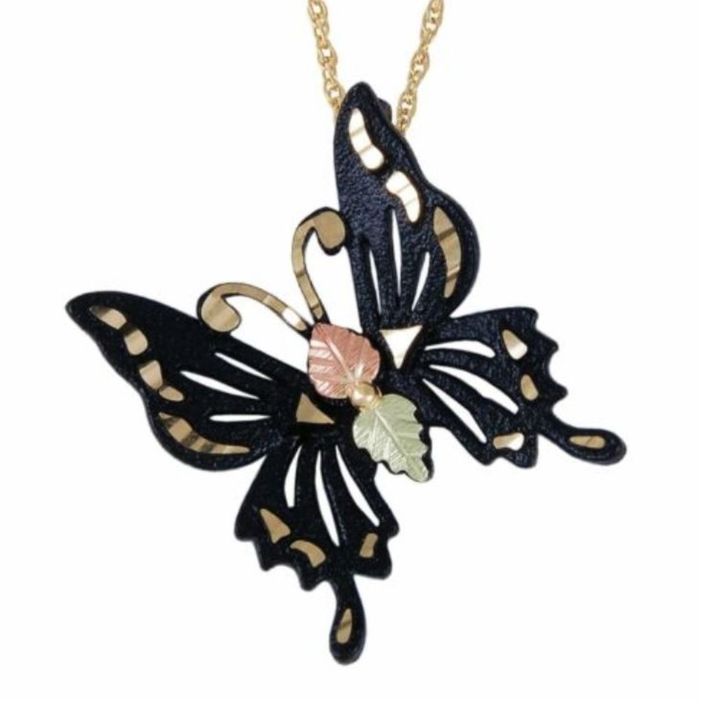 Black Butterfly Pendant Necklace-Black Hills Gold